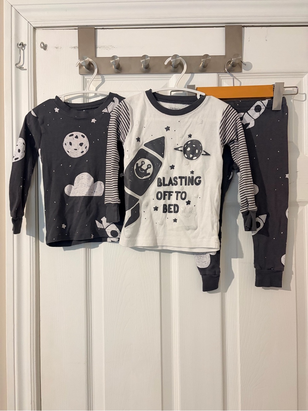 Carter's Black & White Space Rocket Pajama Set